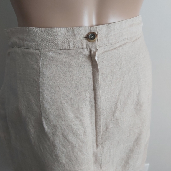 Pavlova oatmeal beige italian linen pencil skirt midi - Picture 7 of 12